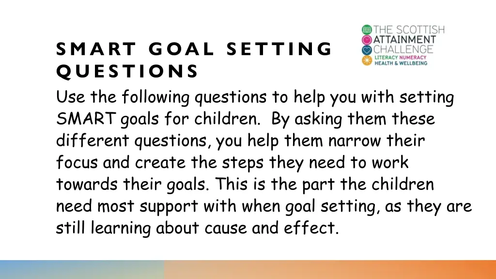 smart goal setting questions use the following