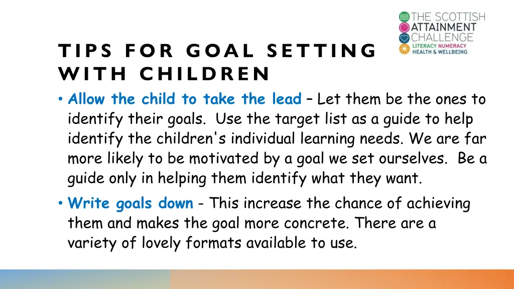 tips for goal setting with children allow