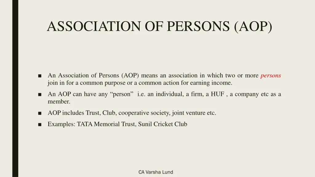 association of persons aop