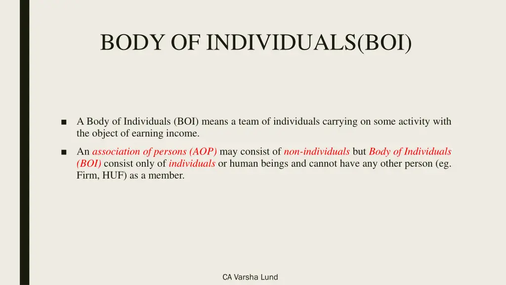 body of individuals boi