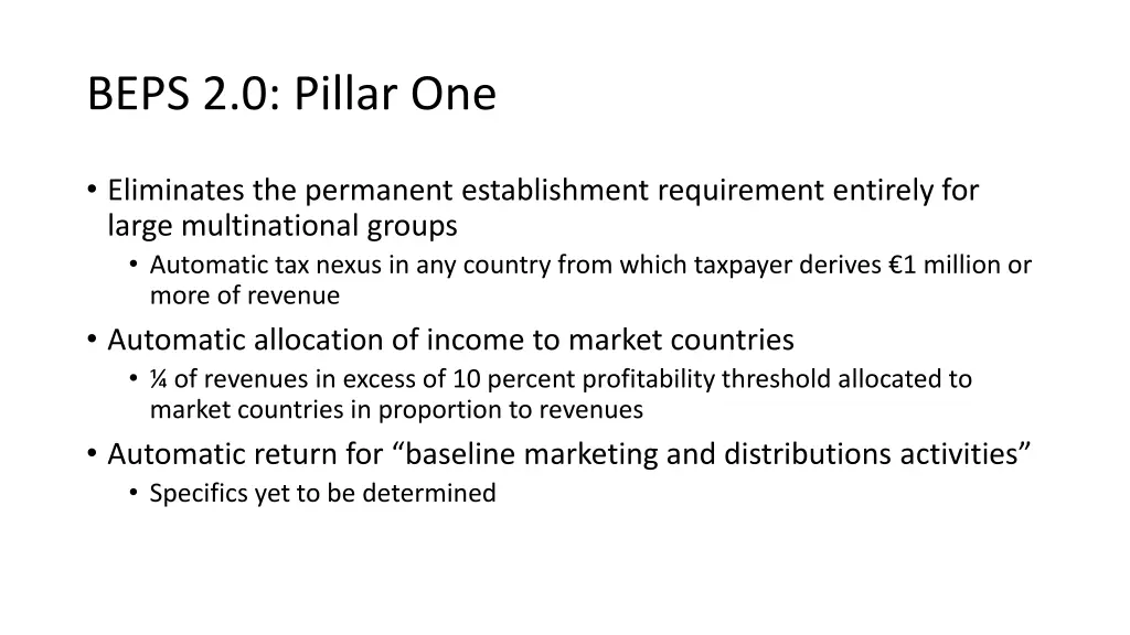 beps 2 0 pillar one