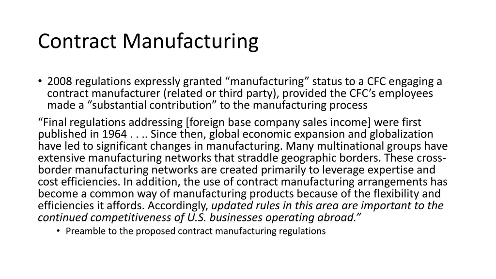 contract manufacturing