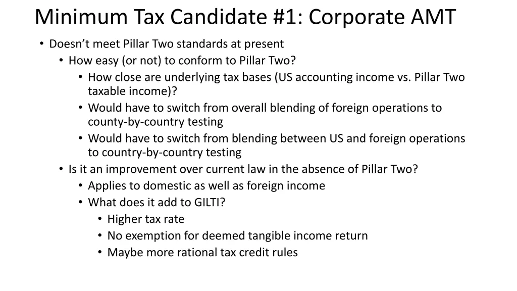 minimum tax candidate 1 corporate amt doesn