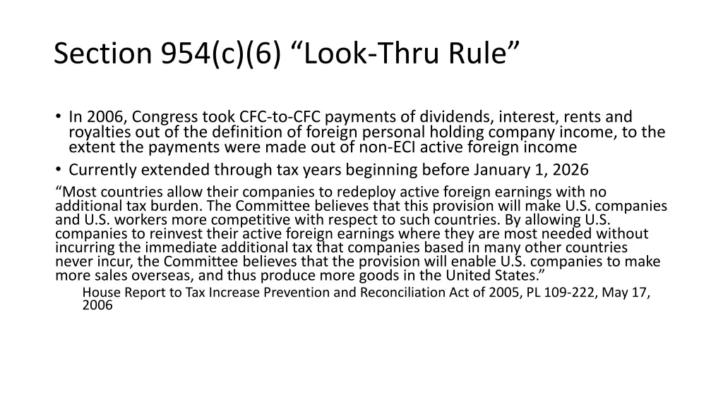 section 954 c 6 look thru rule