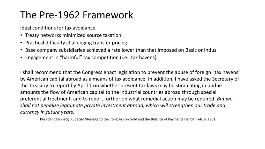 the pre 1962 framework 1