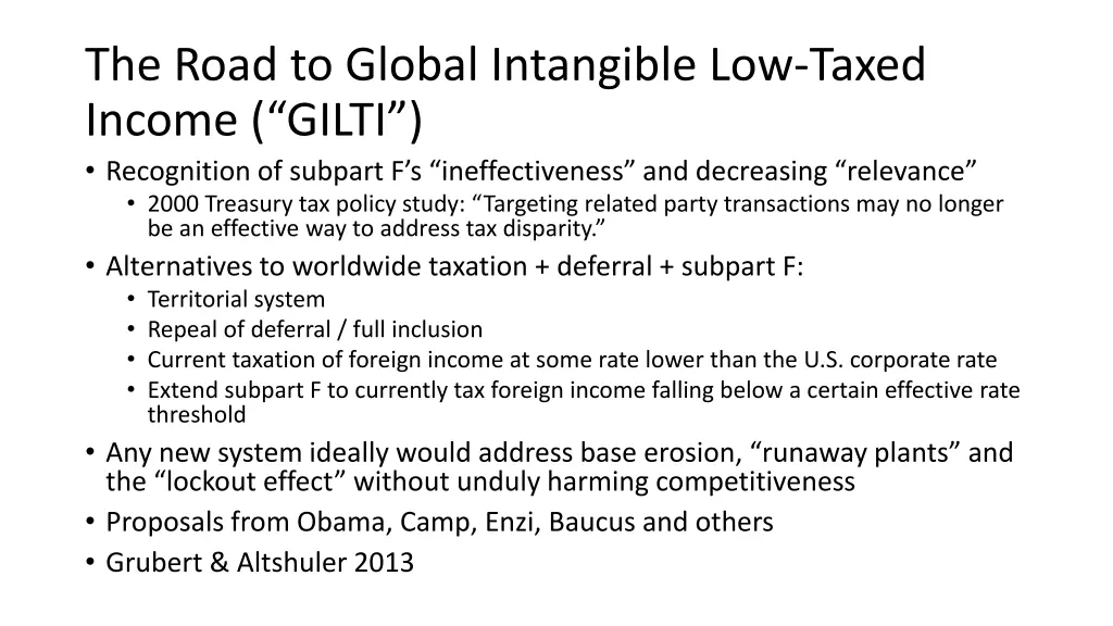 the road to global intangible low taxed income