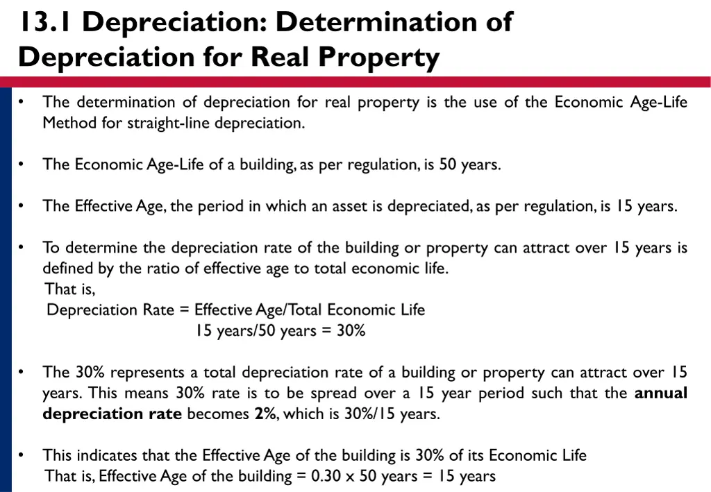 13 1 depreciation determination of depreciation