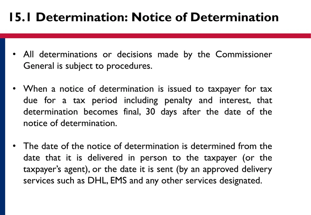 15 1 determination notice of determination