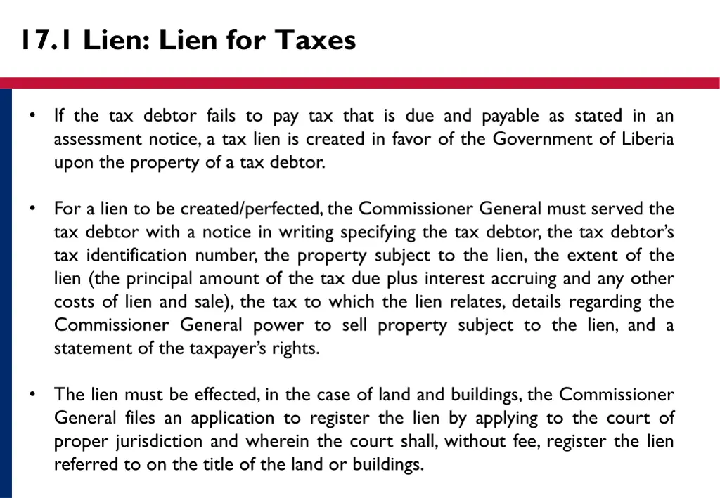 17 1 lien lien for taxes