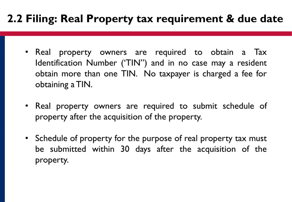 2 2 filing real property tax requirement due date