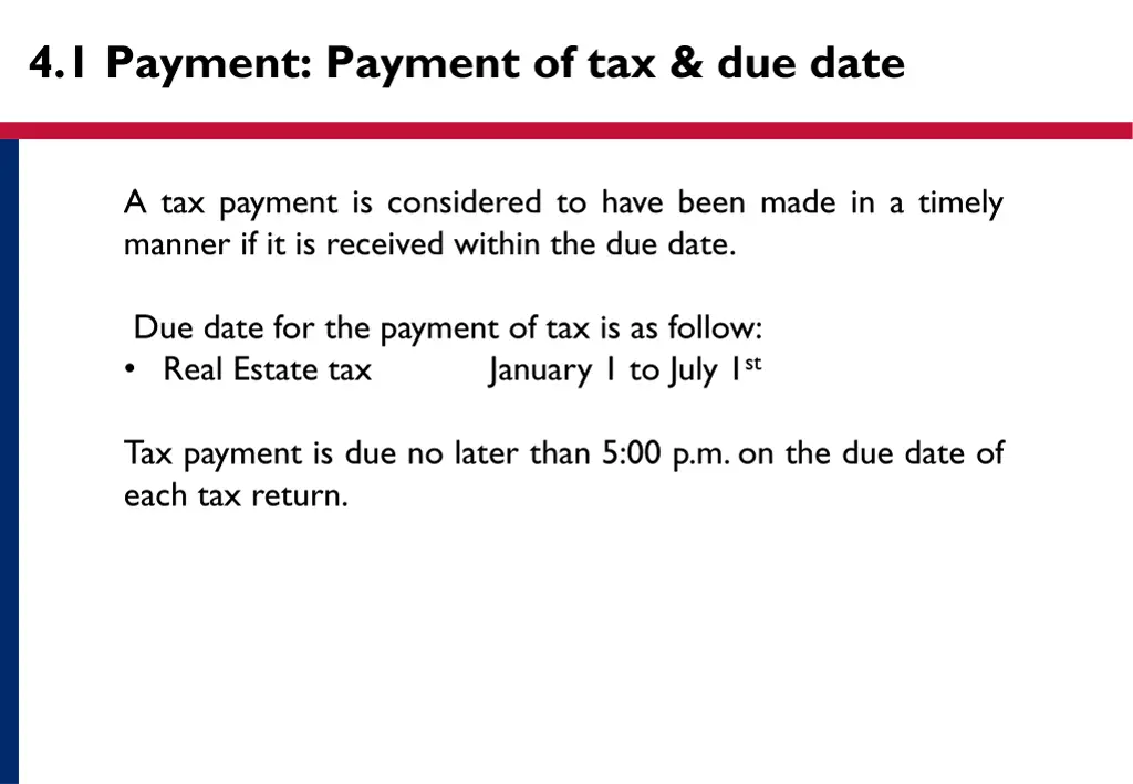 4 1 payment payment of tax due date