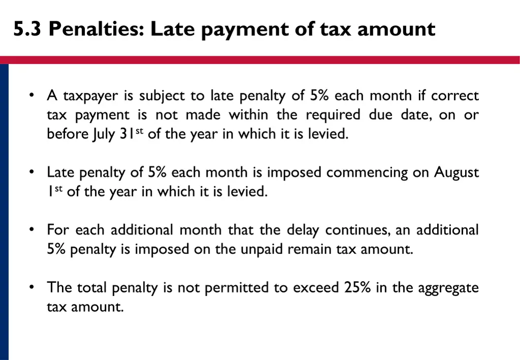 5 3 penalties late payment of tax amount