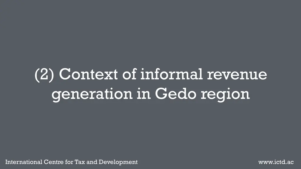 2 context of informal revenue generation in gedo