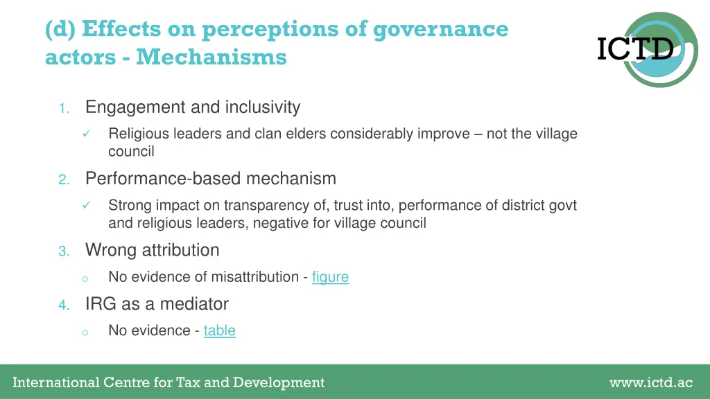 d effects on perceptions of governance actors 1