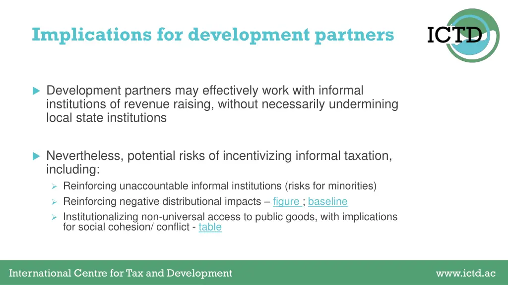 implications for development partners