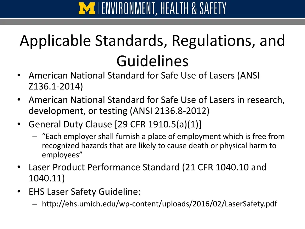 applicable standards regulations and guidelines