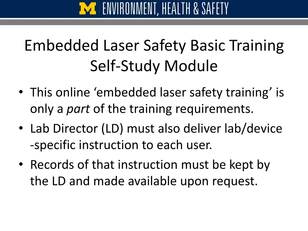 embedded laser safety basic training self study