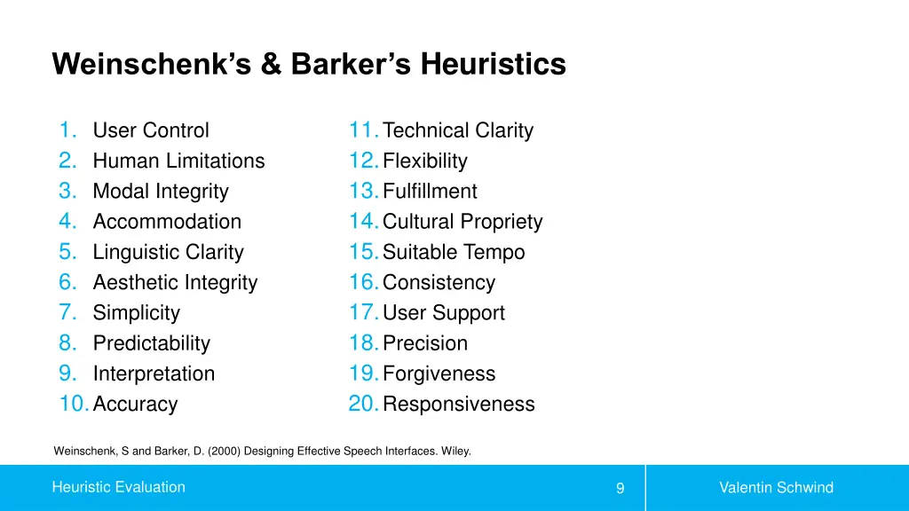 weinschenk s barker s heuristics