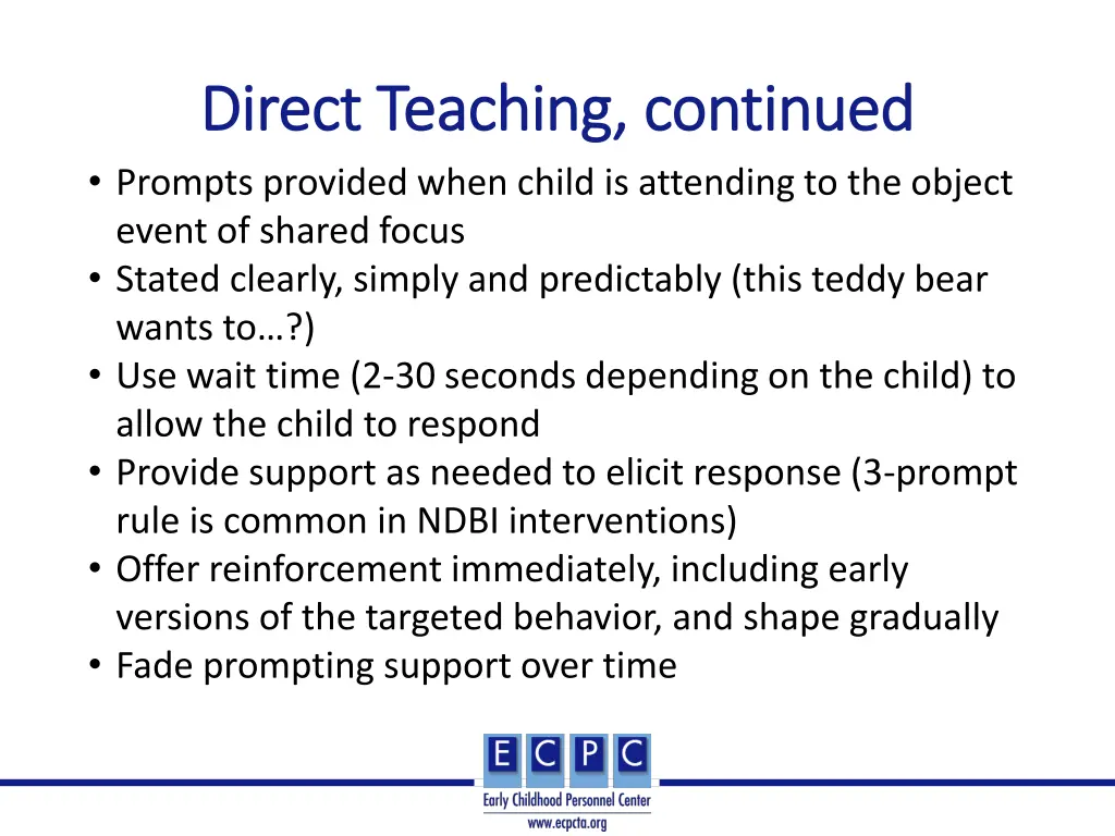 direct teaching continued direct teaching