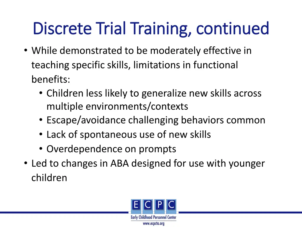 discrete trial training continued discrete trial