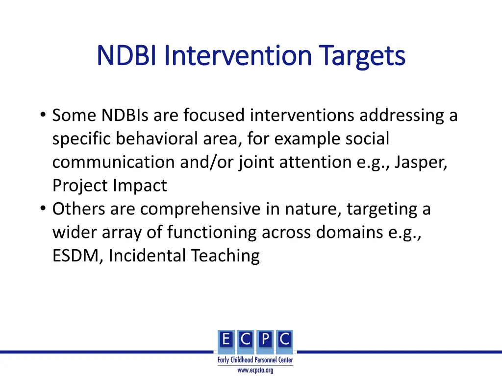 ndbi intervention targets ndbi intervention