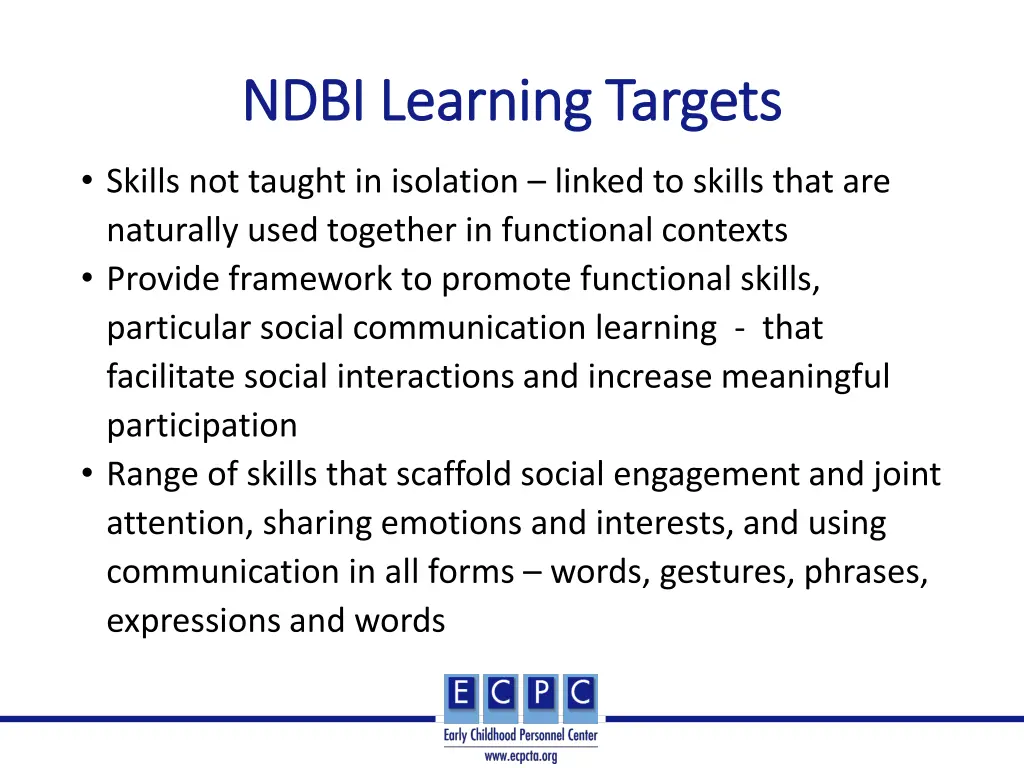 ndbi learning targets ndbi learning targets