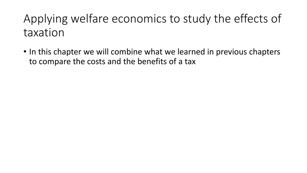 applying welfare economics to study the effects