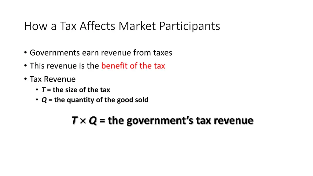 how a tax affects market participants 1