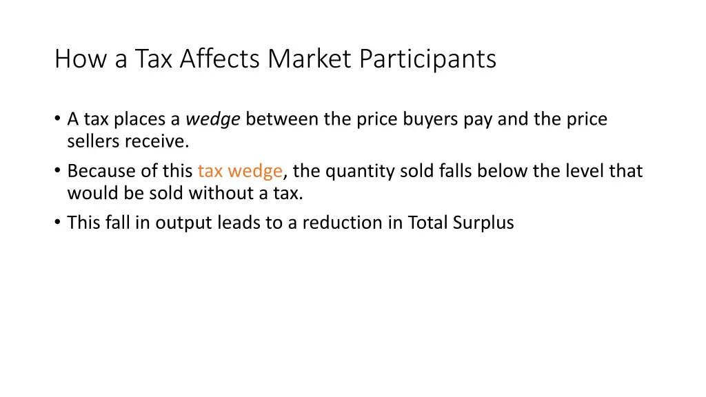 how a tax affects market participants