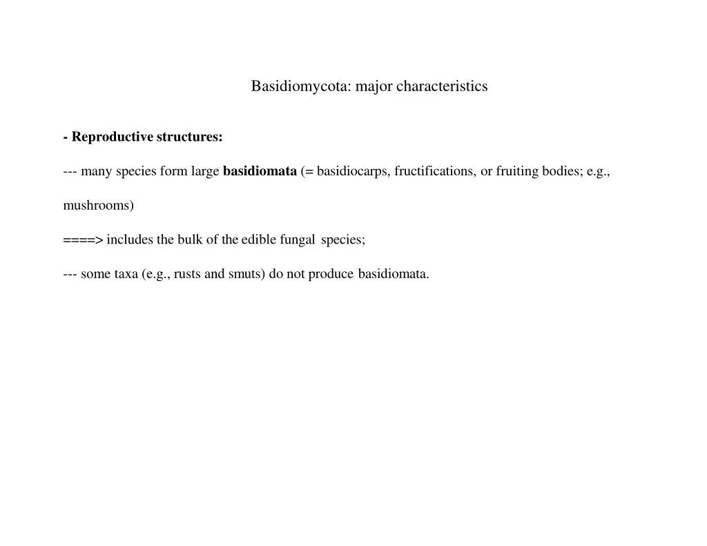 basidiomycota major characteristics 2