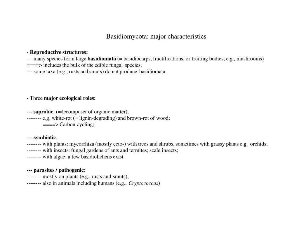 basidiomycota major characteristics 3