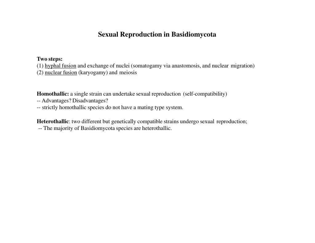 sexual reproduction in basidiomycota