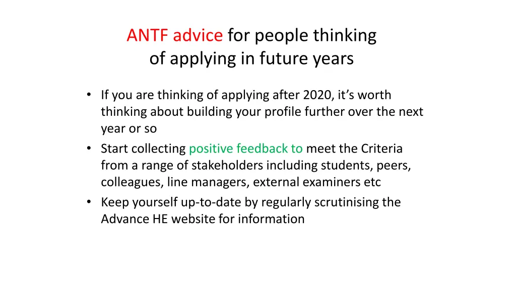 antf advice for people thinking of applying