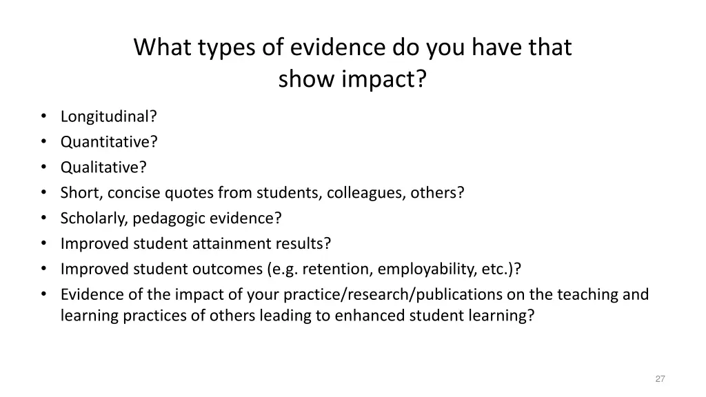 what types of evidence do you have that show