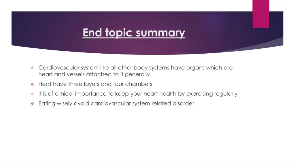 end topic summary