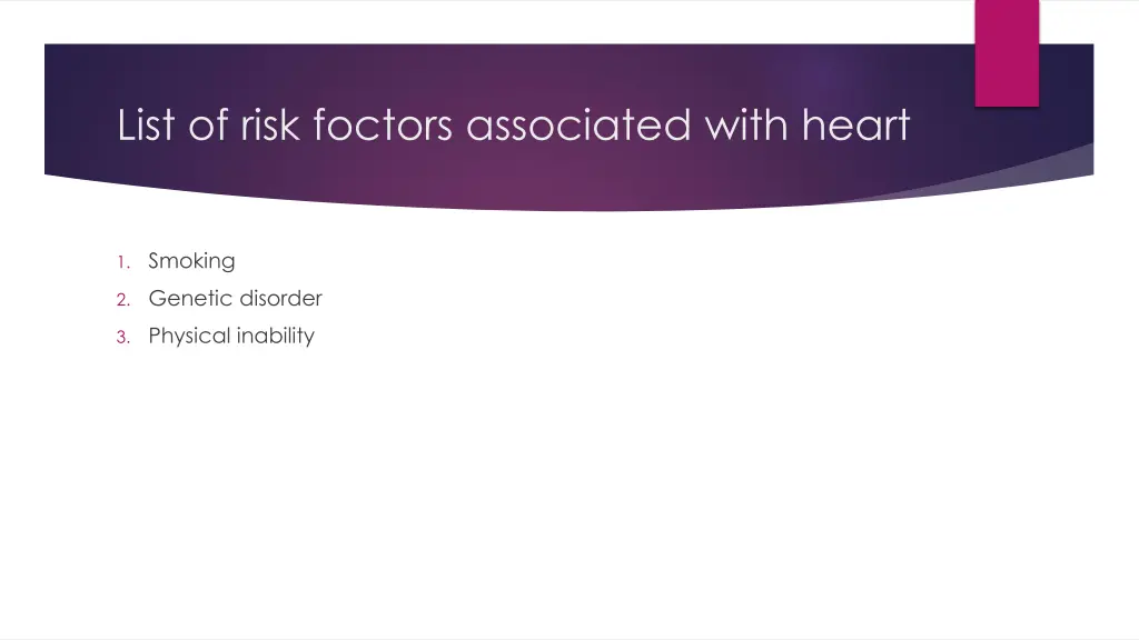 list of risk foctors associated with heart