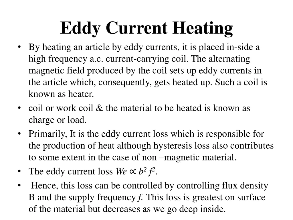 eddy current heating by heating an article