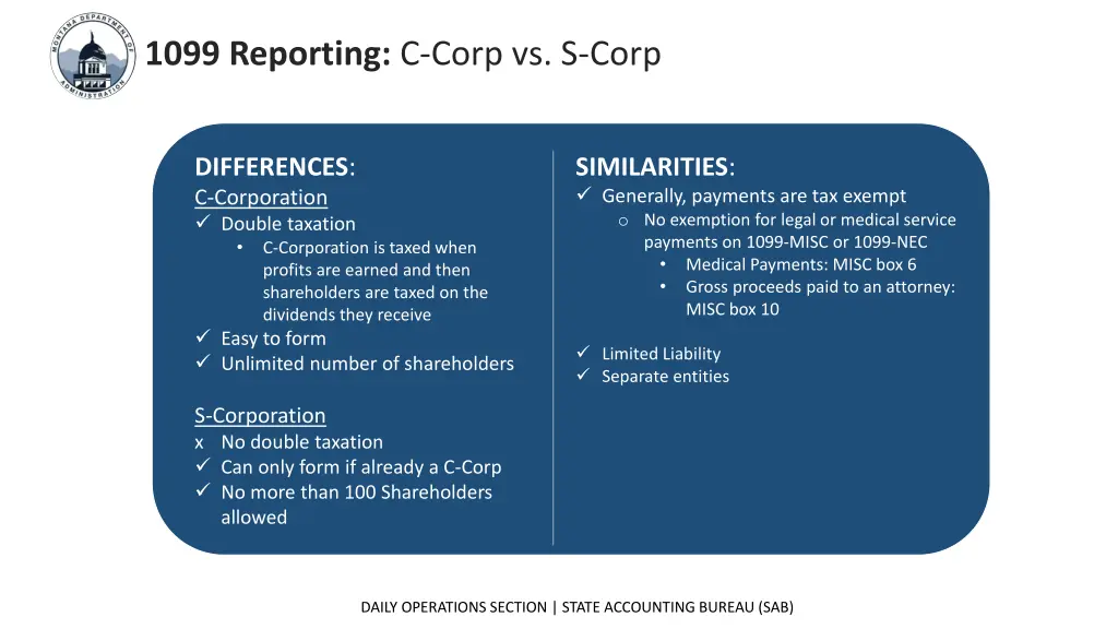 1099 reporting c corp vs s corp