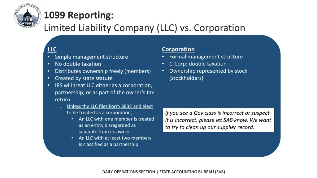 1099 reporting limited liability company