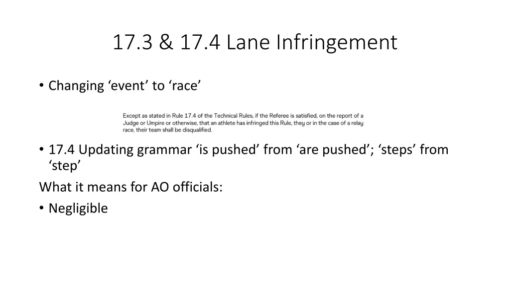 17 3 17 4 lane infringement