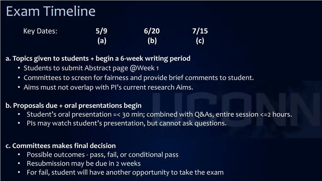 exam timeline