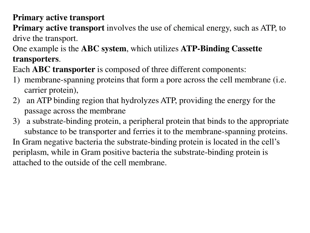 primary active transport primary active transport