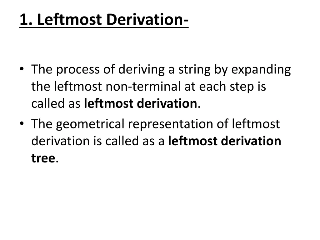 1 leftmost derivation