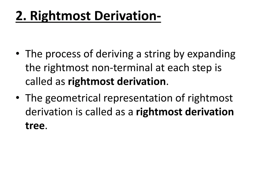 2 rightmost derivation