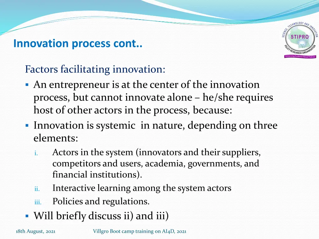 innovation process cont