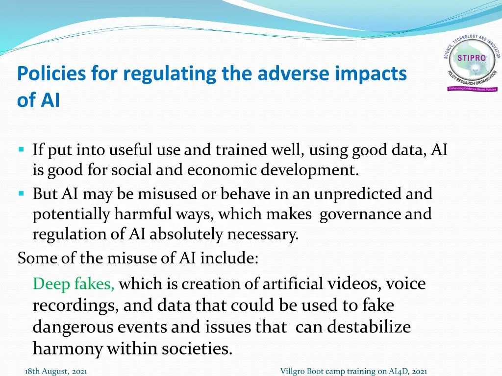 policies for regulating the adverse impacts of ai