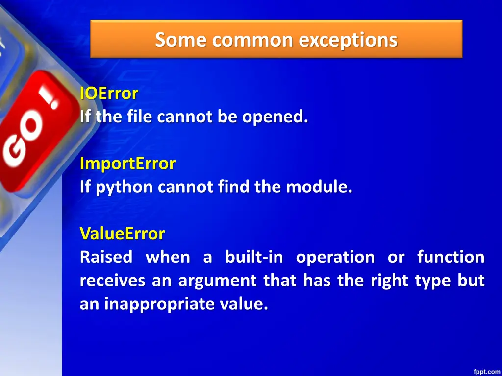 some common exceptions 1