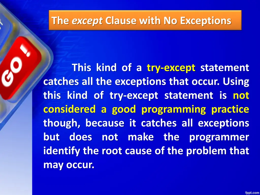 the except clause with no exceptions 2