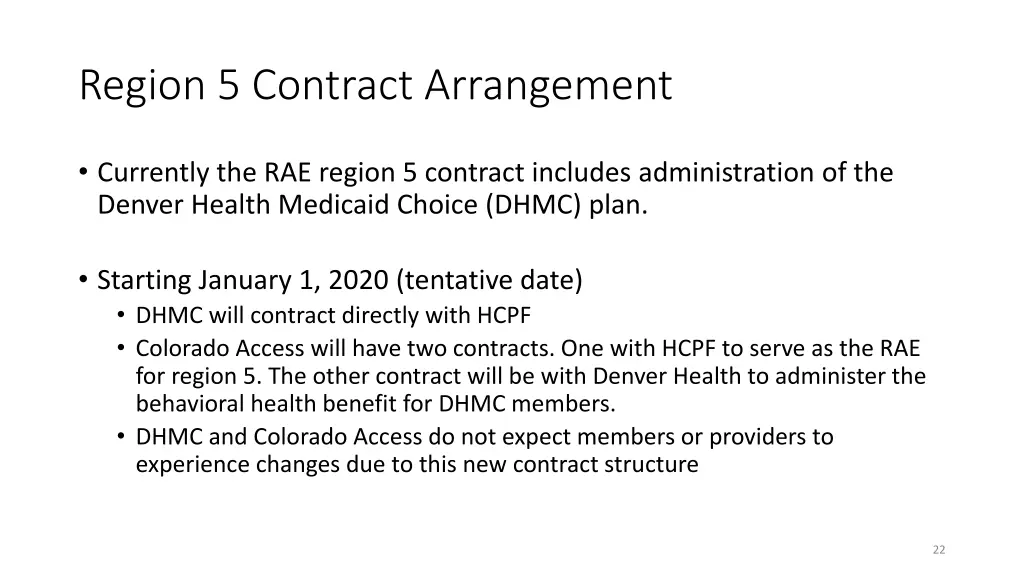 region 5 contract arrangement