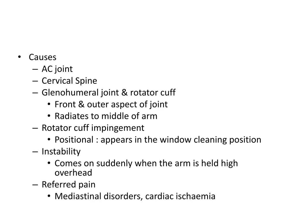 causes ac joint cervical spine glenohumeral joint